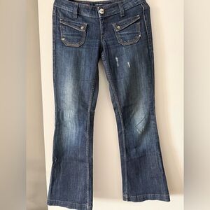 Vintage Miss Sixty Indigo Wide Leg Low Waist Jeans. Decorative button 💋. Size 27